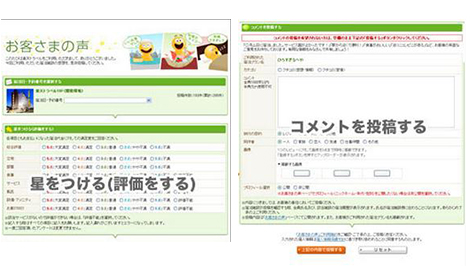 星をつける（評価をする）、コメントを投稿する