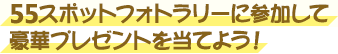 55スポットフォトラリーに参加して豪華プレゼントを当てよう！