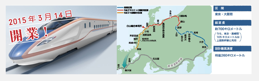 2015年3月14日　北陸新幹線開業！　東京～金沢間2時間28分！