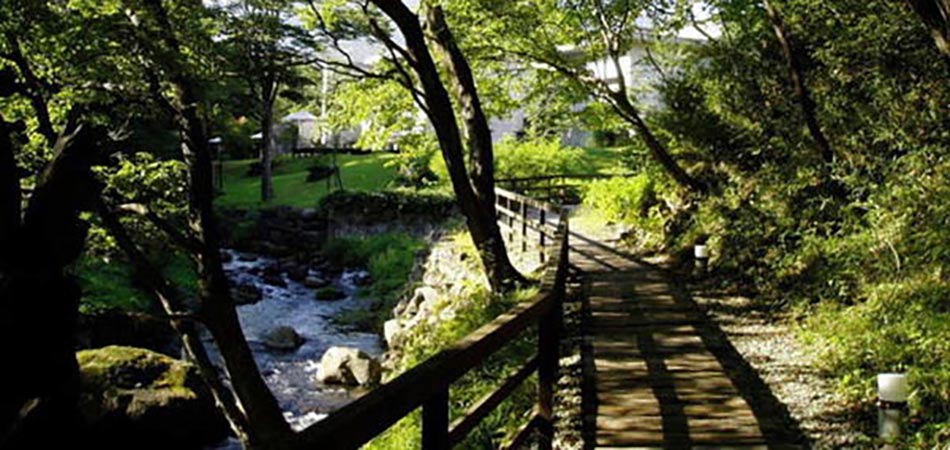 遊歩道から本館を臨む