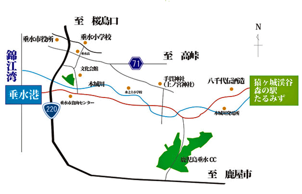 猿ヶ城渓谷 森の駅たるみずの地図画像