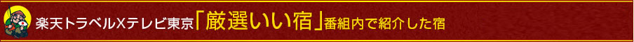 楽天トラベルXテレビ東京「厳選いい宿」番組内で紹介した宿!(前回の「大人のお年玉2013」人気宿からピックアップ!) 