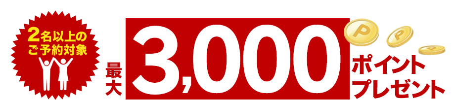 2015年3月末までのご旅行で最大3,000ポイントプレゼント