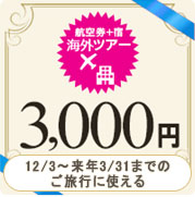 【海外ツアー】3,000円割引クーポン(200枚利用限定)