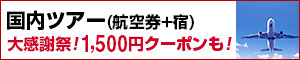 国内ツアー(航空券+宿) 大感謝祭！1,500円クーポンも！