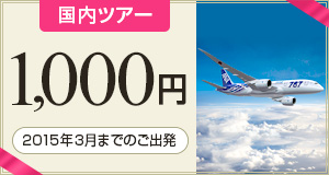 国内ツアー　1,000円　2015年3月までのご出発