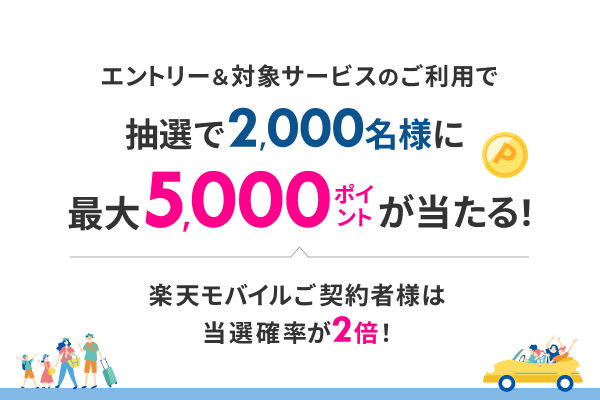 抽選で2,000名様に 最大5,000ポイントが当たる !