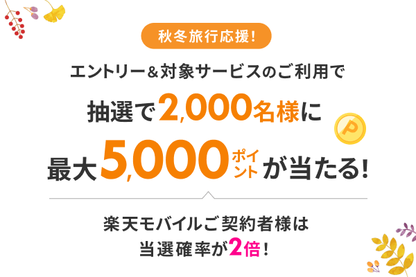 抽選で2,000名様に 最大5,000ポイントが当たる !