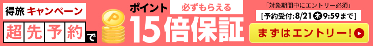 超先予約でポイント15倍！