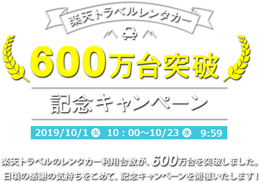楽天トラベルレンタカー 600万台突破記念キャンペーン
