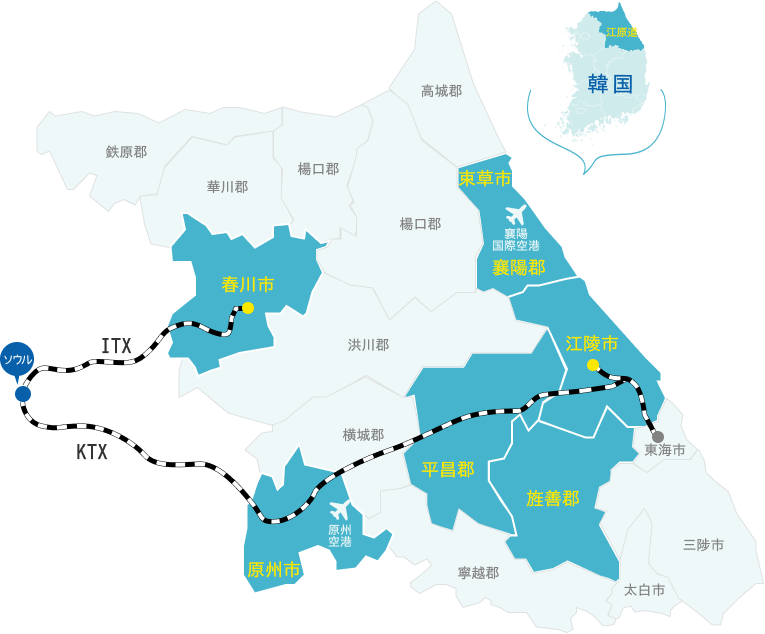江原道（カンウォンド）Map