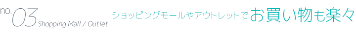 ショッピングモールやアウトレットでお買い物も楽々