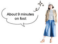 About 9 minutes on foot