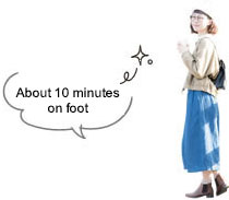 About 10 minutes on foot