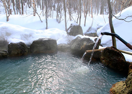 雪を見ながらの温泉は、格別気持ちがいい。