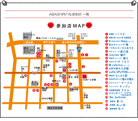 ABASHIRIバル参加店舗一覧