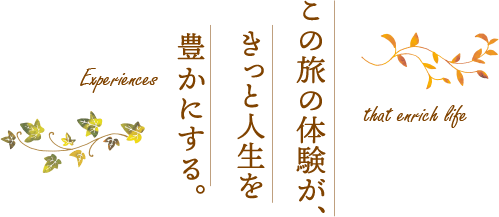 この旅の体験が、きっと人生を豊かにする。