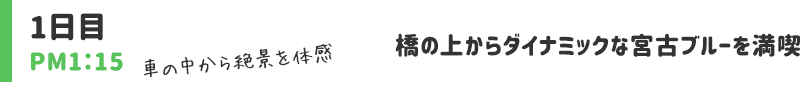 橋の上からダイナミックな宮古ブルーを満喫