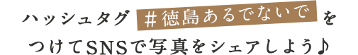 ハッシュタグ「＃徳島あるでないでをつけてSNSで写真をシェアしよう♪