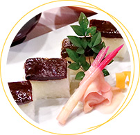鯨の押寿司、生鮪の押寿司、さんま寿司