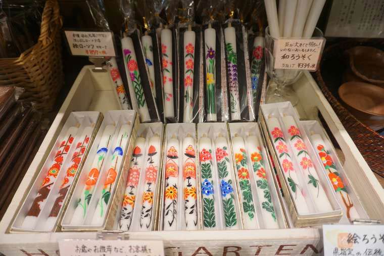 会津 JR七日町駅構内「駅café」 絵ろうそく