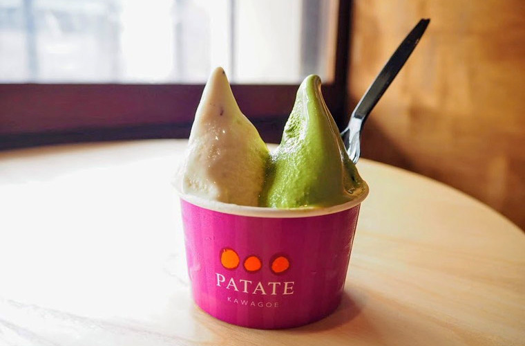 川越パターテの「さつまいも&河越抹茶のツインジェラート」
