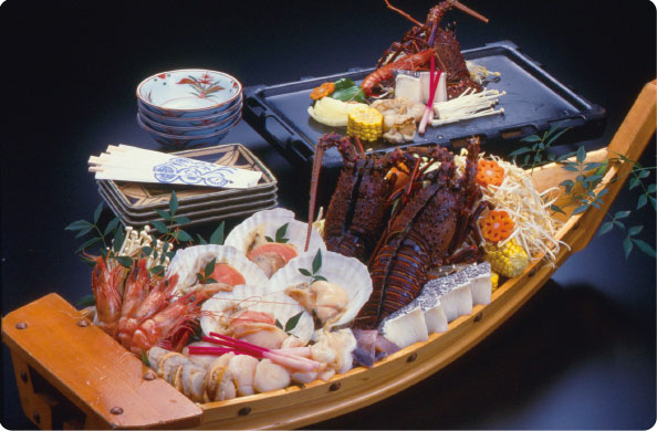 白浜温泉 民宿Aコース 食事例