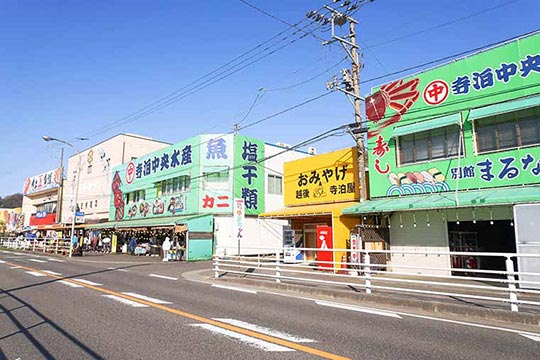 寺泊の魚市場通り