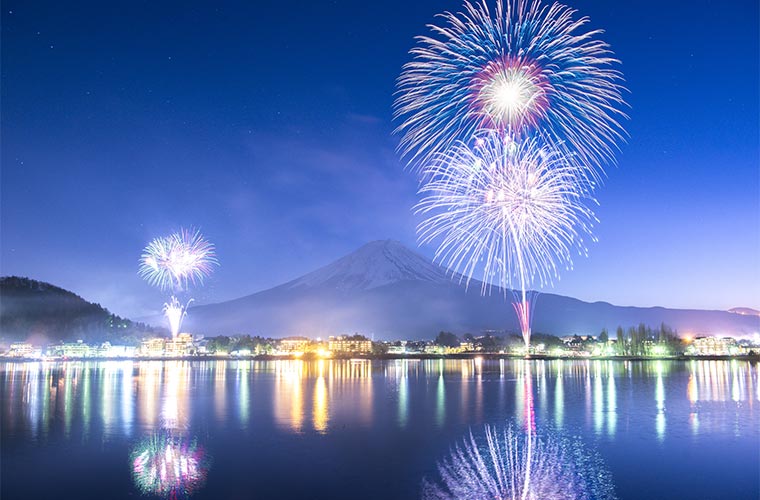 河口湖冬花火
