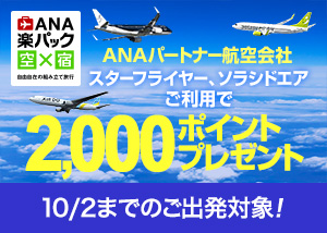 ANAパートナー航空会社ご利用で2,000ポイントキャンペーン