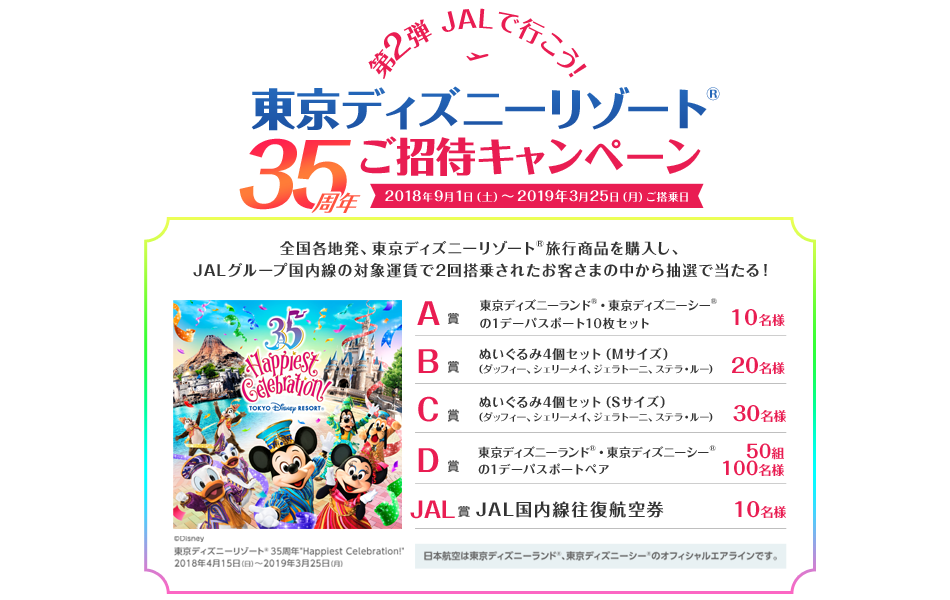 Jal楽パック Jal 東京ディズニーリゾート 35周年ご招待キャンペーン第2弾 楽天トラベル