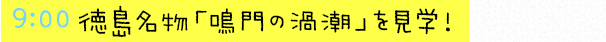 9:00  徳島名物「鳴門の渦潮」を見学！