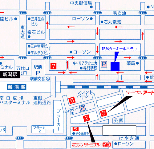 新潟ターミナルホテルへの概略アクセスマップ