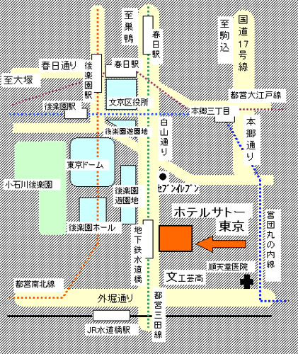 ホテルサトー・東京への概略アクセスマップ