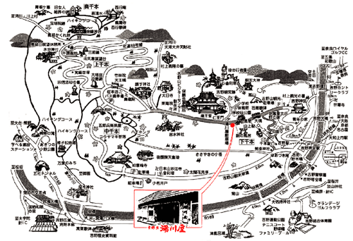 世界遺産吉野山　吉野荘湯川屋への案内図