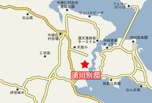 湧川別邸への概略アクセスマップ
