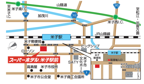 天然温泉　大山の湯　スーパーホテル米子駅前 地図