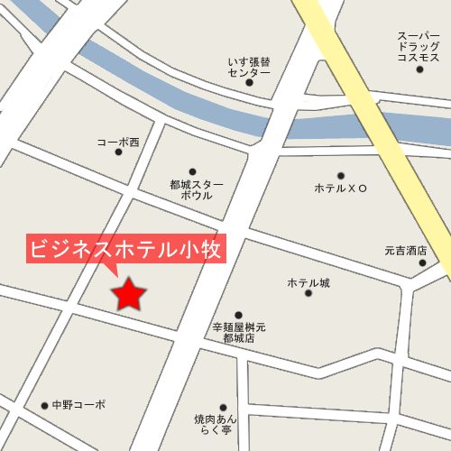 ビジネスホテル小牧　＜宮崎県＞への概略アクセスマップ