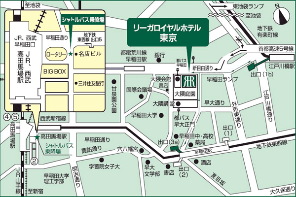 リーガロイヤルホテル東京への概略アクセスマップ