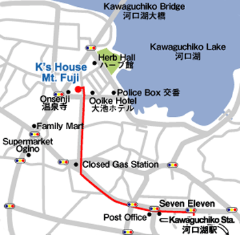 ケイズハウスＭｔ．富士への概略アクセスマップ