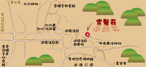 旅館　常磐荘への概略アクセスマップ
