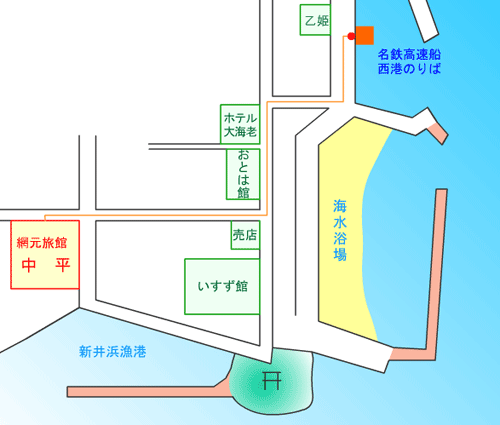 日間賀島 網元旅館 中平の地図画像