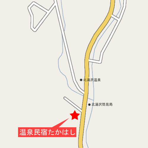 北湯沢温泉　温泉民宿たかはしへの案内図