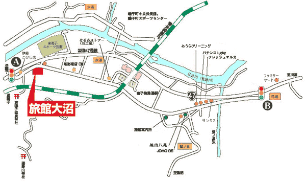 鳴子温泉郷　極上の貸切露天風呂　旅館大沼への概略アクセスマップ