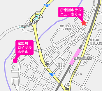 伊東園ホテルニューさくらへの概略アクセスマップ