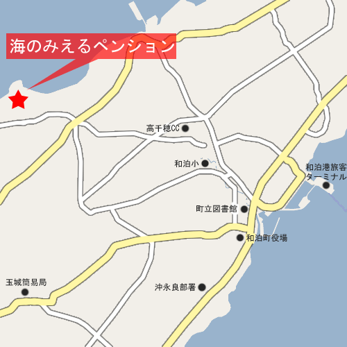 ｃｏｔｔａｇｅ海ガメのみえる宿＜沖永良部島＞への概略アクセスマップ