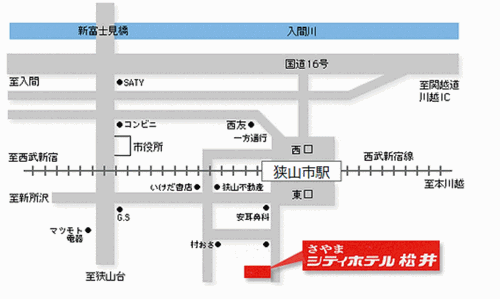 シティホテル松井への概略アクセスマップ