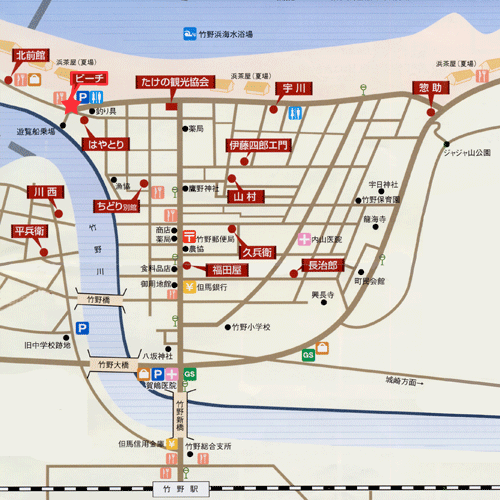 民宿旅館　ビーチへの概略アクセスマップ