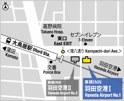 東横ＩＮＮ羽田空港１への概略アクセスマップ