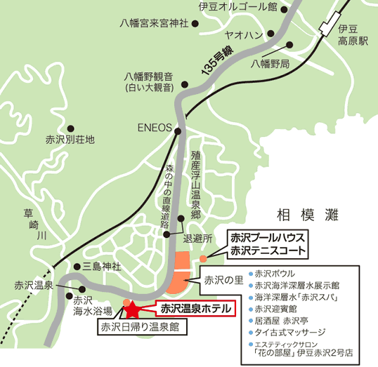 赤沢温泉ホテルへの概略アクセスマップ